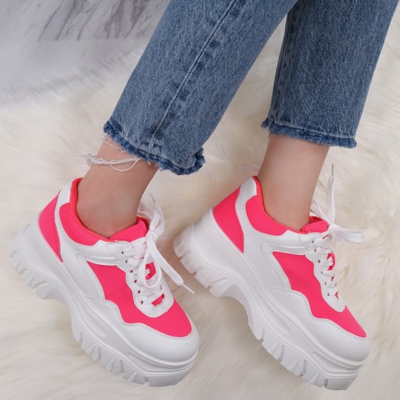neon platform sneakers